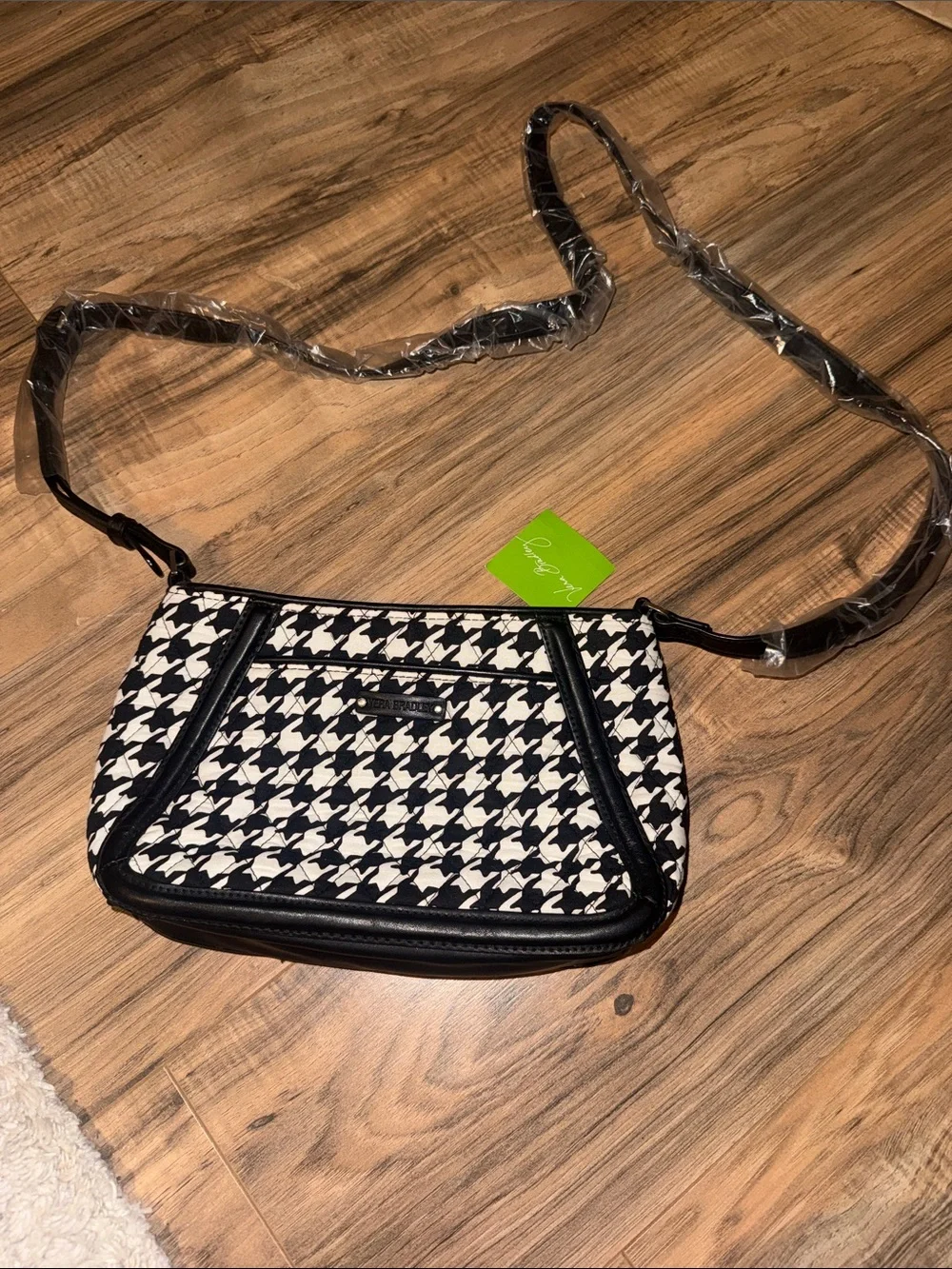 NWT Vera Bradley Houndstooth trimmed trapeze crossbody Purse
